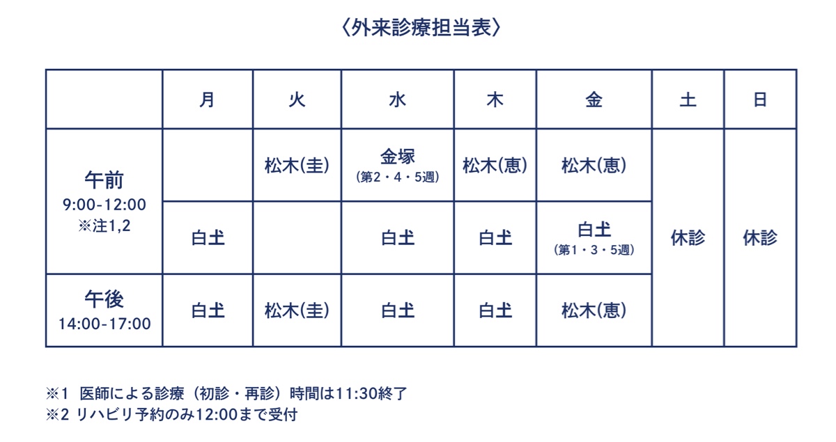 外来診療担当表